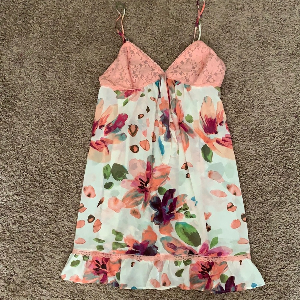 Women’s Cami Nightgown Floral Print Sheer & Lace